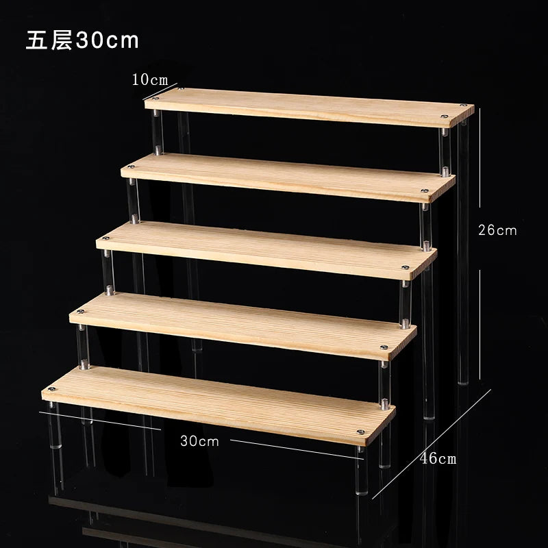 Wooden Multi-Layer Step Display Stand for Figures & Blind Box