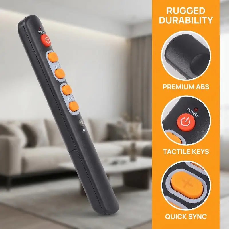 Universal Remote Controller Large 6 Keys For Elderly Smart Learning TV DVD User Friendly Design Home Electronics Control Device Oasis Select