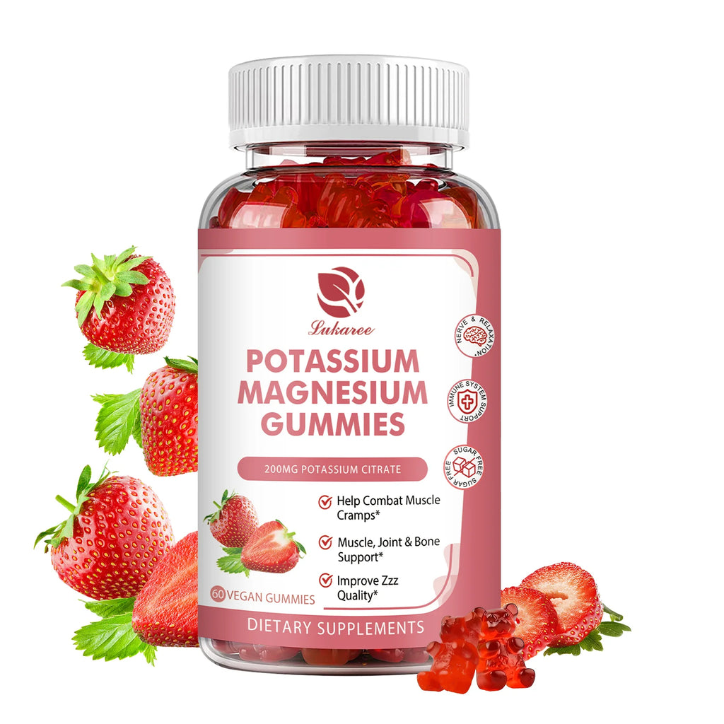 Lukaree Potassium Magnesium Gummies Help Sleep Reduce Leg Cramps Support Nervous Health Mood Health Improve Electrolyte Balance Oasis Select