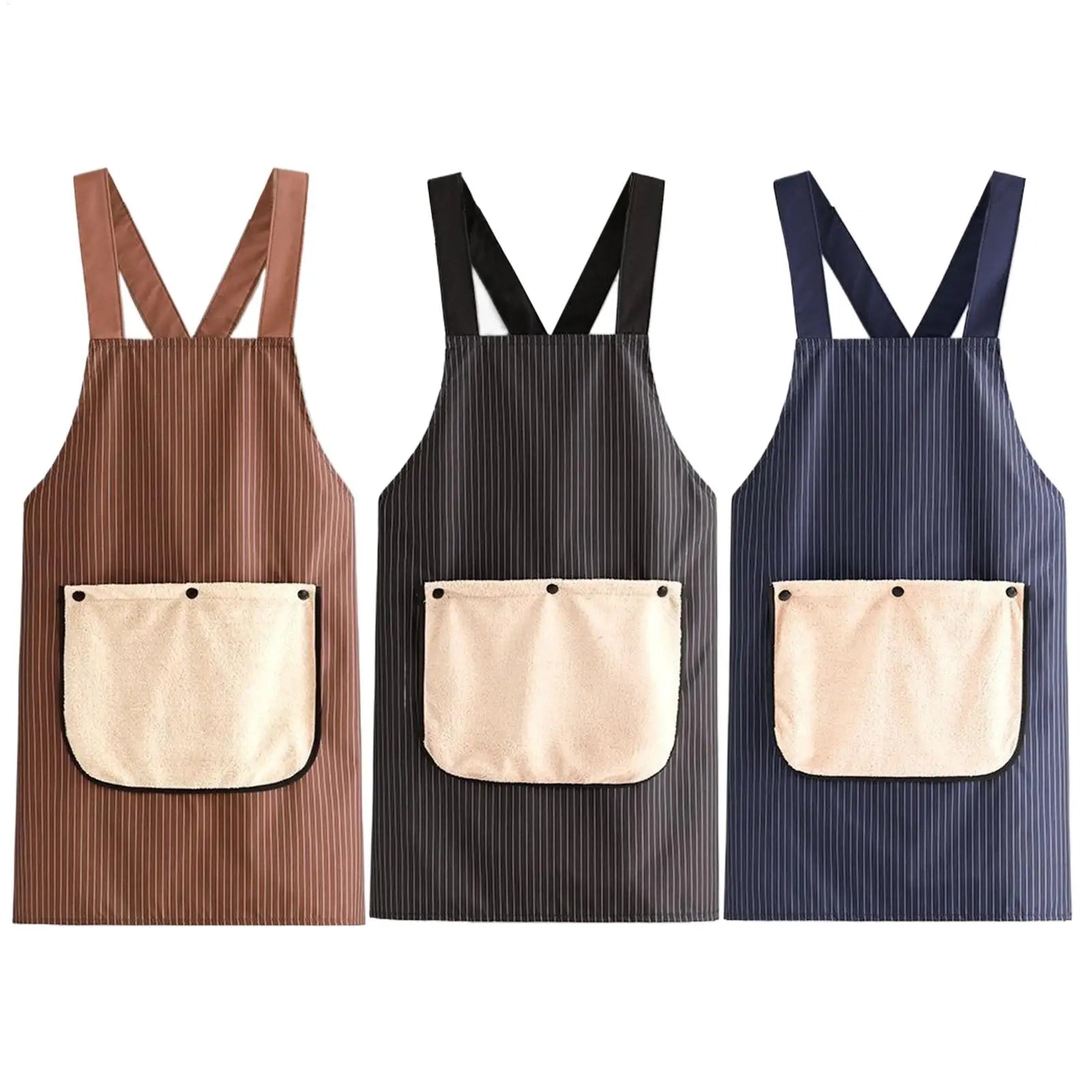 Kitchen Apron SWaterproof leeveless Cross Back Restaurant Uniform with Removable Hand Towel Anti-fouling Cooking Baking Bibs Oasis Select