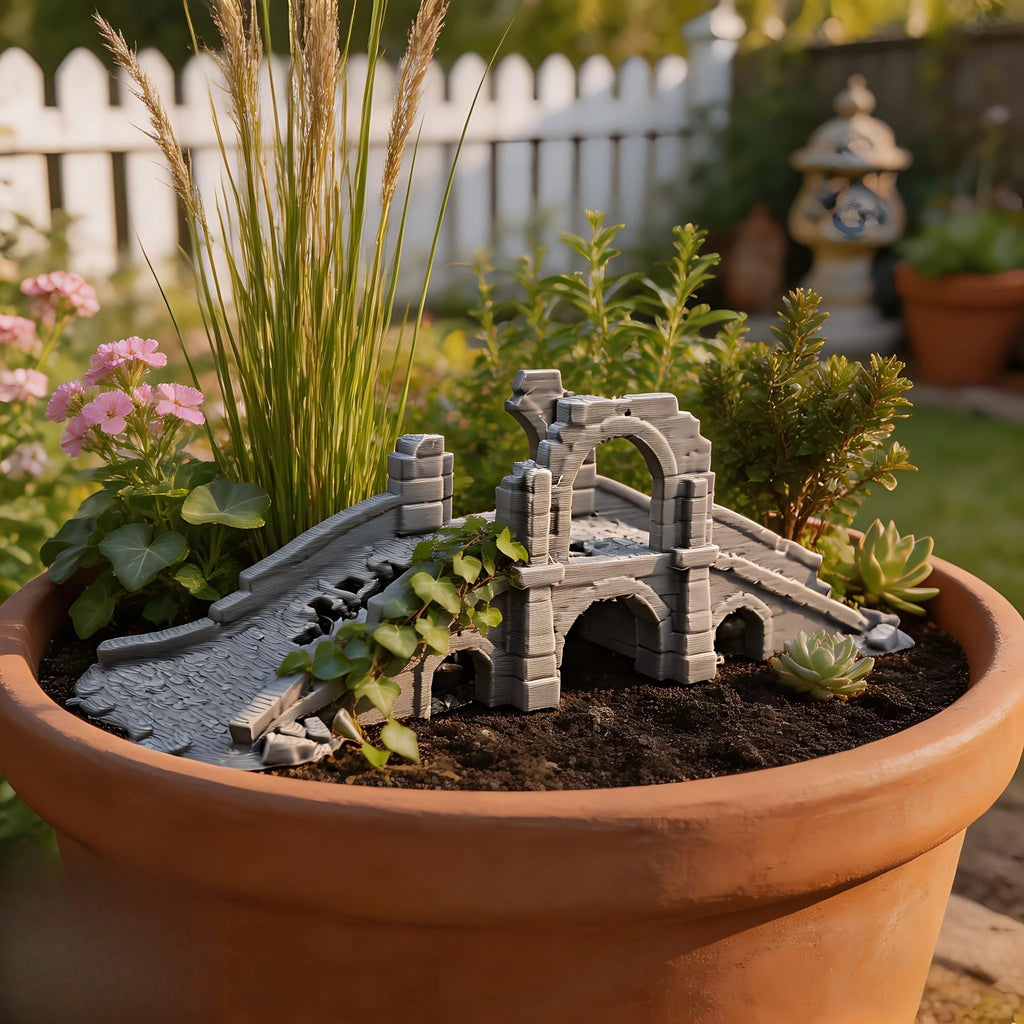 Weathered Stone Bridge Ruins Terrain 3D Printed Wargaming Scenery for Bonsai Decor Miniature Diorama Building Fairy Garden Decor Oasis Select