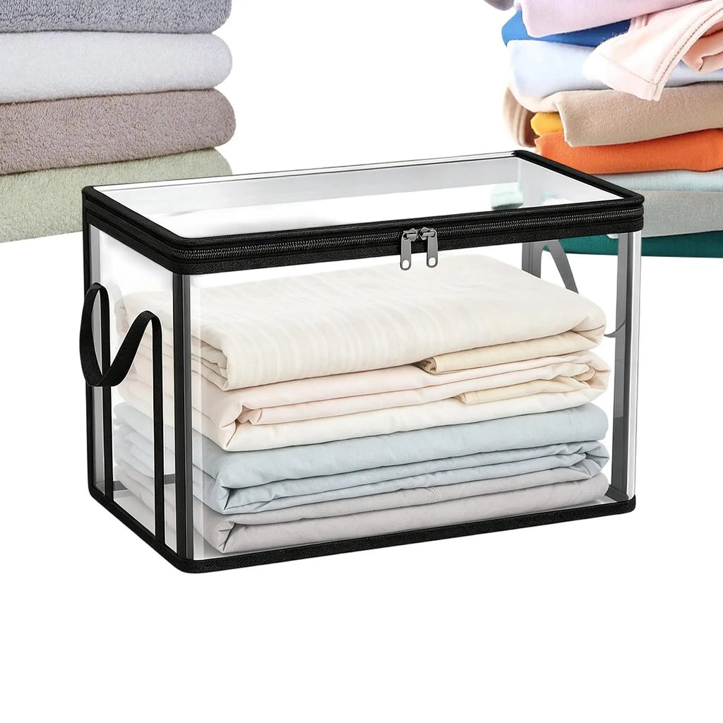 Clear Stackable Large Capacity Book Storage Box Book Storage Containers Organization Bins for Toy Snack Bedding Clothes Home Oasis Select