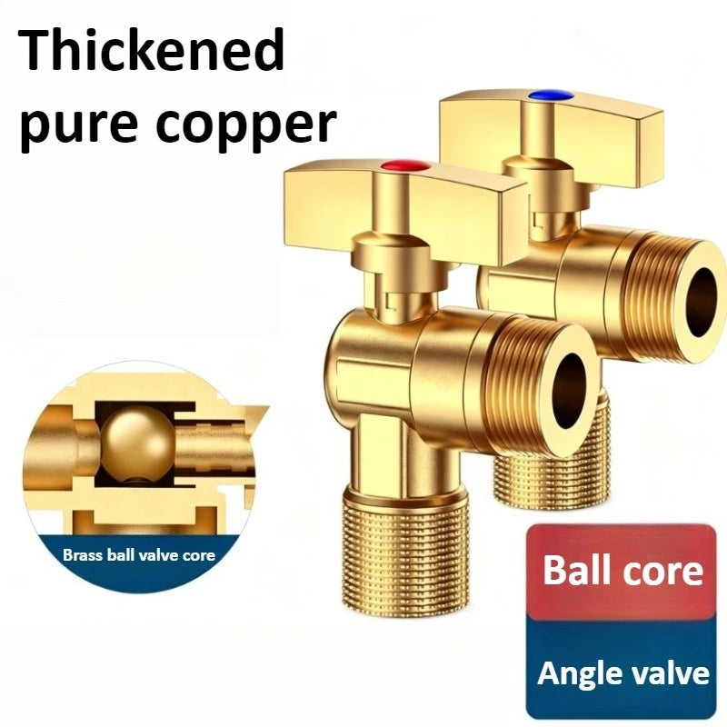 Brass Large Flow Water Stop Valves Hot and Cold Water G1/2" with Handle Bathroom Kitchen Sink Durable Stop Valve Oasis Select