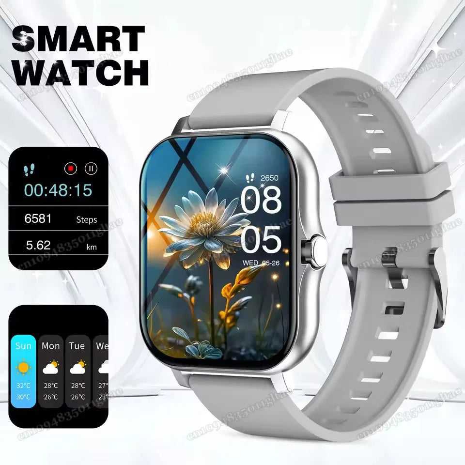 Smart Watch For Android IOS Watches 2.01inch HD Display Bluetooth Call Message Alert Music Sports Mode Smartwatch Men Women Gift Oasis Select Grey