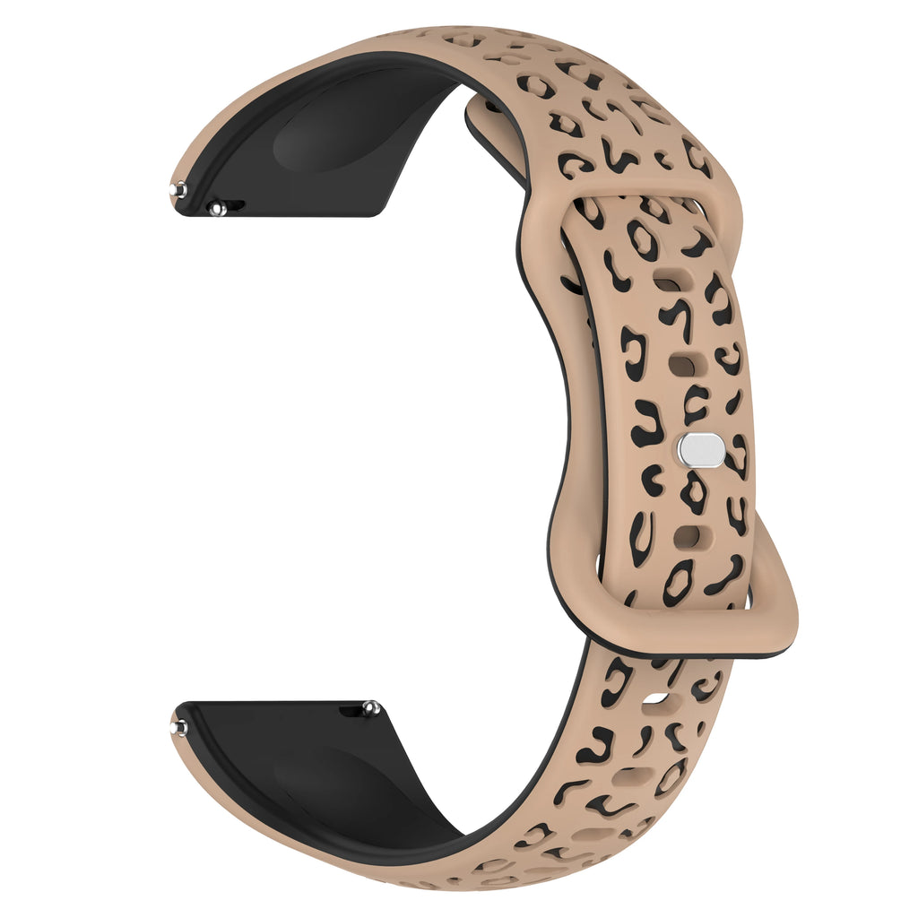 Leopard Silicone Sport Watch Band – 16/18/20/22mm, Amazfit Silicone Watch Band Oasis Select Milk tea with Black 22mm