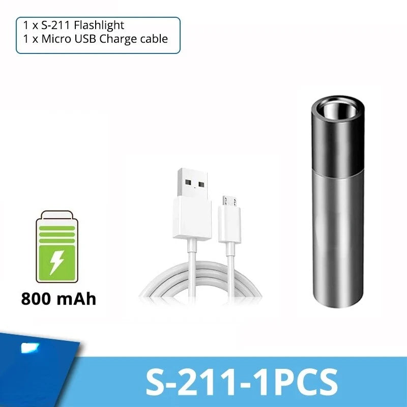 USB Rechargeable LED Flashlight With LED Built in 1200mAh Lithium Battery Waterproof Camping Light Zoomable Torch Oasis Select K31 Q5-LED USB Charging