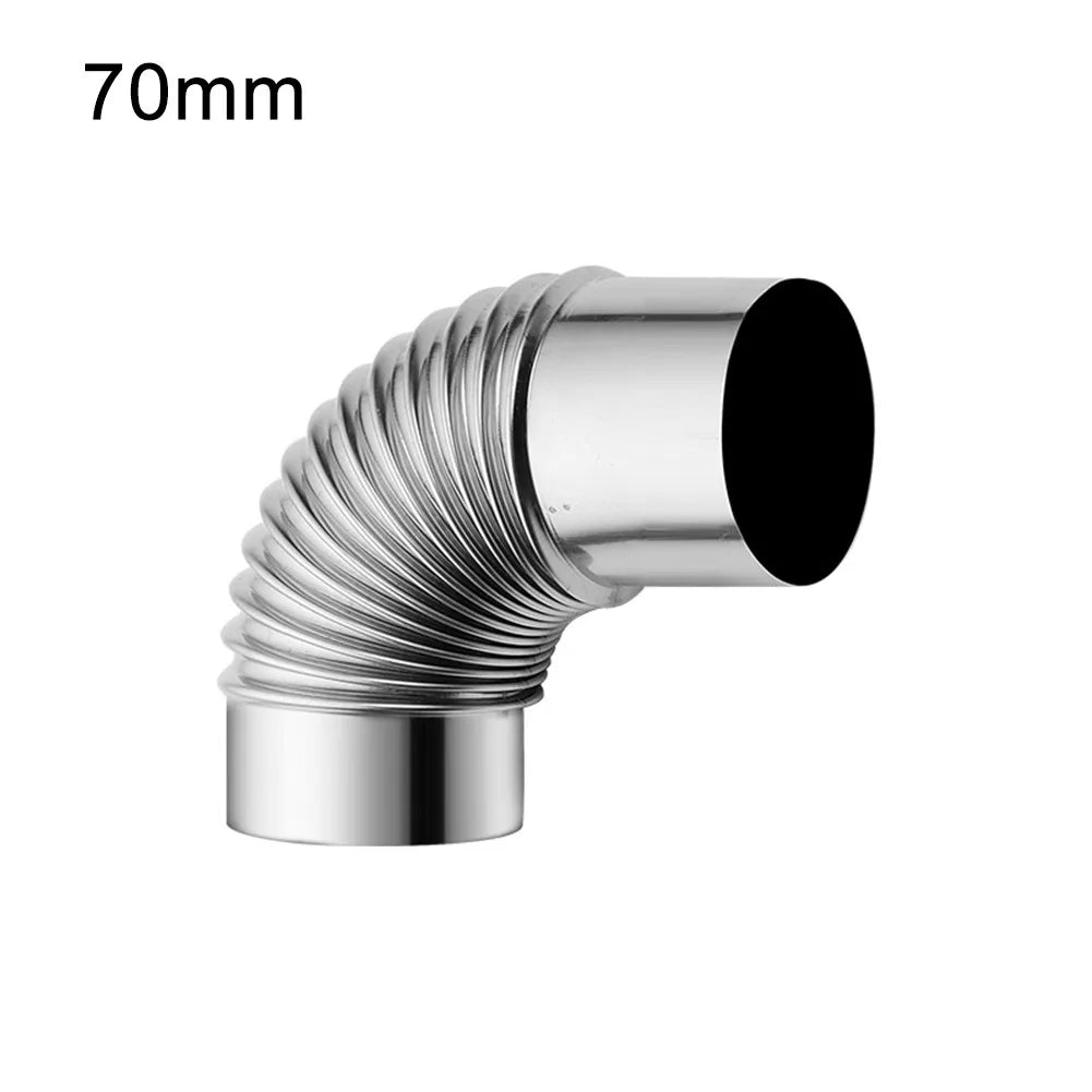 90° Stainless Steel Flue Elbow Pipe | 60/70/80mm Chimney Bend