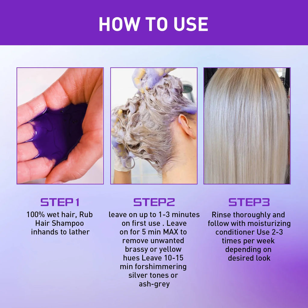 Gray Color Fixing Hair Dye Shampoo Fading Non-irritating Yellow Bleach for Hair Rapair Cover Grey Purple Shampoo for Blonde Hair Oasis Select