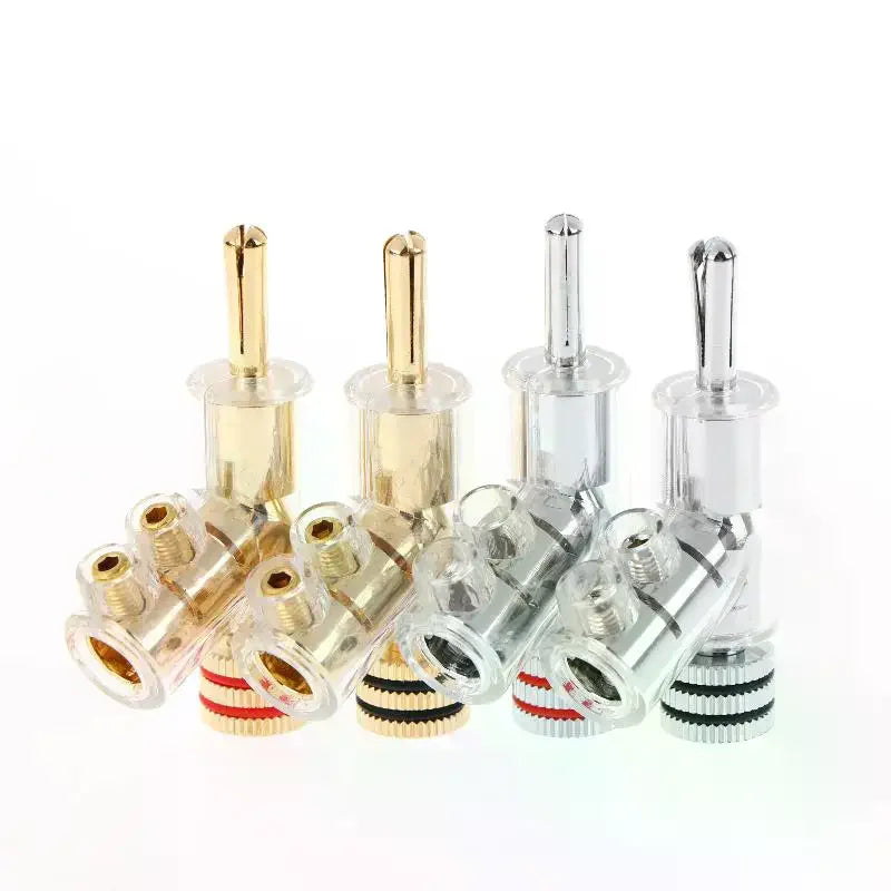 2/4Pcs HIFI Gold/Rhodium Plated Lockable Speaker Cable Banana Plug Connector Self-locking Audio Accessories Oasis Select