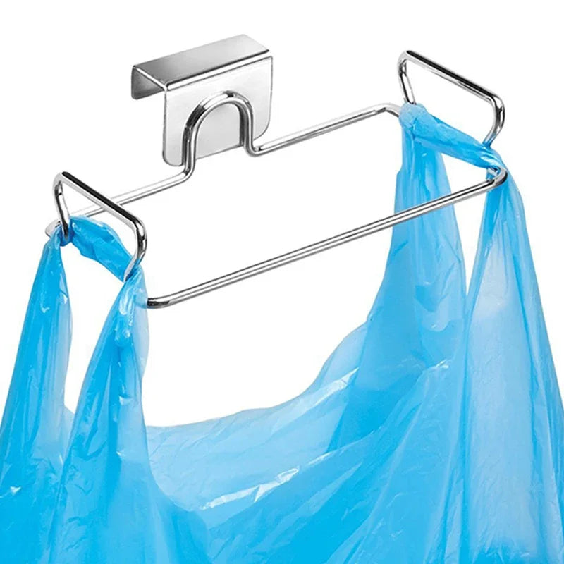 Stainless Steel Kitchen Trash Rack Cabinet Door Garbage Bags Holder Closet Garbage Storage Holder Towel Hanging Organizer Oasis Select