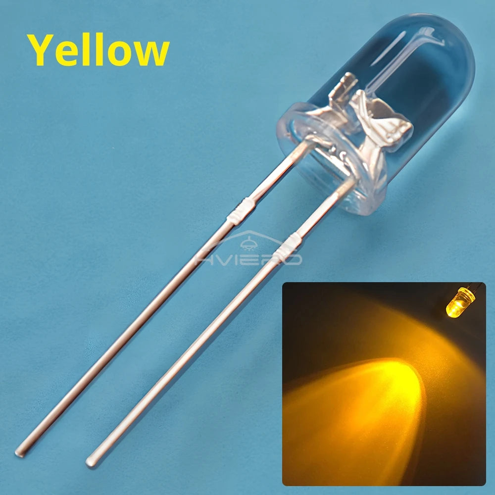 100pcs 5mm LED Diodes – Super Bright Water Clear DIY Bulbs