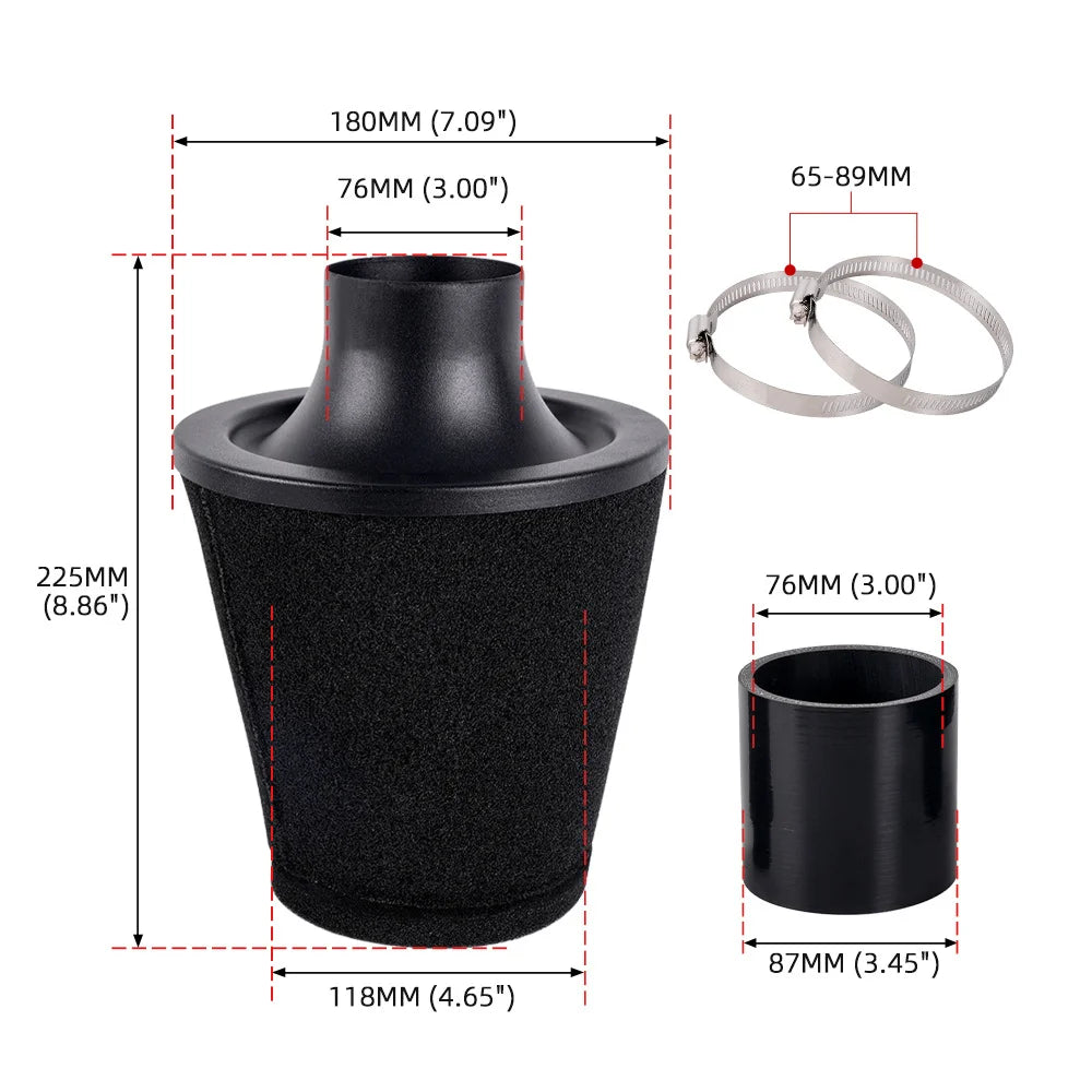 Car modification accessories 76mm air filter mushroom head filter mushroom head 70MM air filter kit Oasis Select
