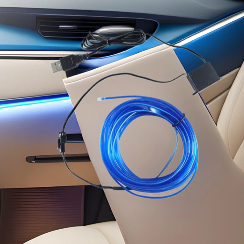 RGB Car Interior LED Light Strip Ambient Neon Invisible Light USB Fiber Optic Atmosphere Lamp Support Control Colorful Oasis Select
