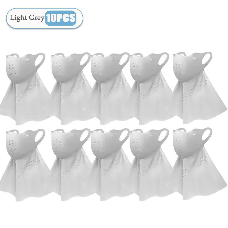 1-10PCS Women‘s Summer Outdoor Sun Face Mask Neck Cover Cooling Breathable UV Protection for Hiking Cycling Ideal Gift Oasis Select Light Grey-10PCS