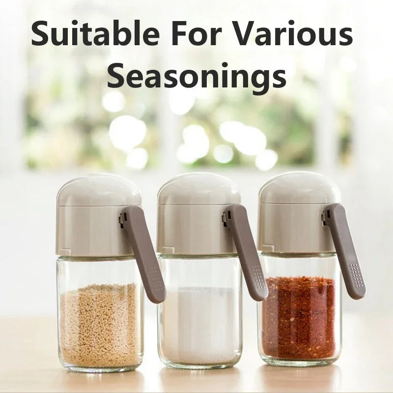Kitchen Cooking Salt and Pepper Shakers Quantitative Glass Seasoning Bottle Each Press 0.5g Metering Household Salt Jar Oasis Select