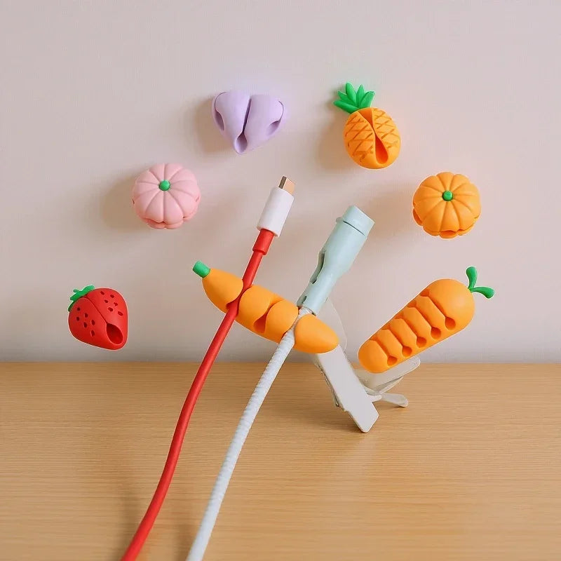 2/4Pcs Cute Love Pineapple Cable Winder Cable Organizer Adhesive Cord Holder Multipurpose Wire Management Clips For Desk Wall Oasis Select
