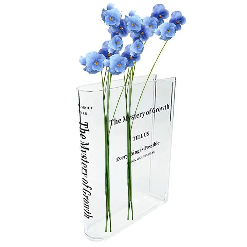 Clear Book Vase Aesthetic Acrylic Vase Unique Flower Vase For Cute Bookshelf Decor Modern Style Vase Room Decor Floral Container Oasis Select