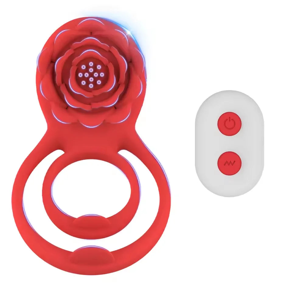 Rose Penis Ring Vibrator Female G-spot Clitoral Stimulation Male Ejaculation Delay Silicone CockRing Adult Sex Toy for Couples Oasis Select B-Box Remote Control