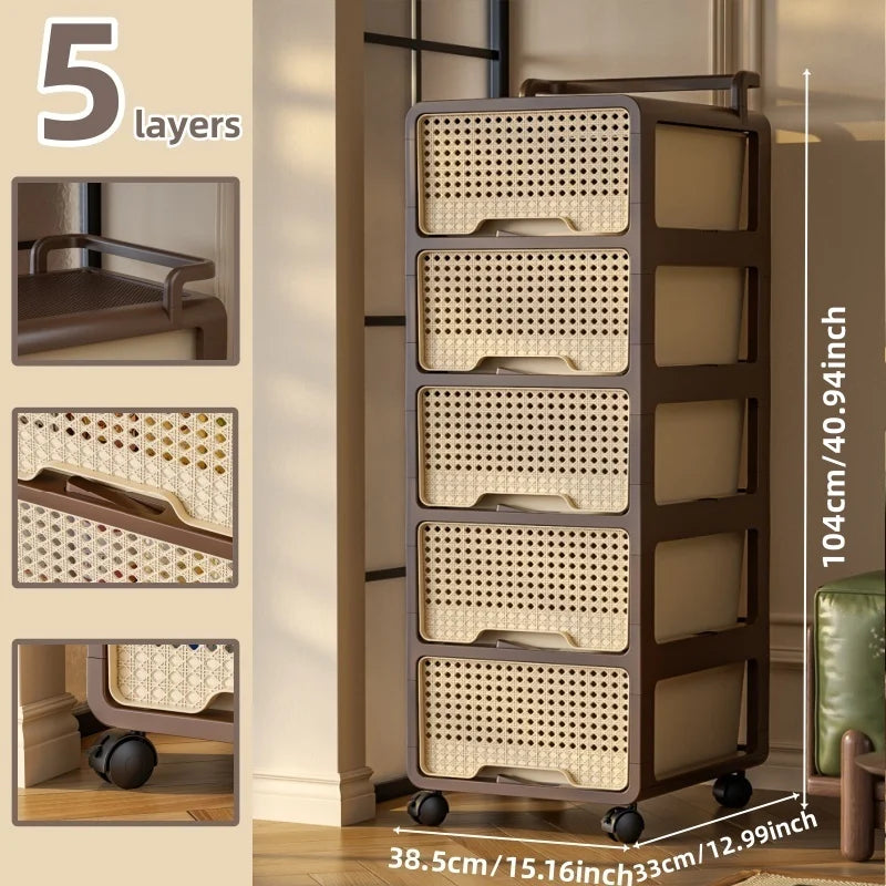 Large Capacity Storage Cart, Multi-Grid Assemblable Cabinet, Clothing Storage Organizer, Space-Saving Home Storage Bin Oasis Select Large 5-Tier