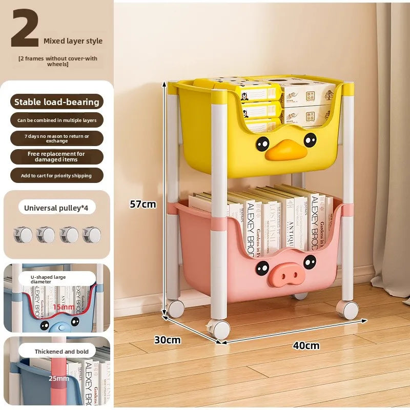 Multi-functional Children's bookshelf storage rack Living room floor-to-ceiling multi-layer snack rack trolley Oasis Select Color Mix 2