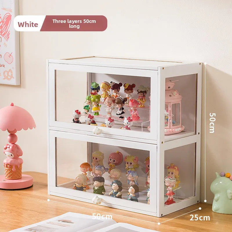Figure Display Cabinet Transparent Household Blind Box Millet Storage Secondary Pain Cabinet Ornament Display Stand Oasis Select White double door 50