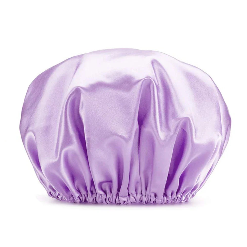 2024 new Home shower cap Double-layer Waterproof Shower Cap Solid Color Reusable EVA Shower Cap For Women Oasis Select Light purple China