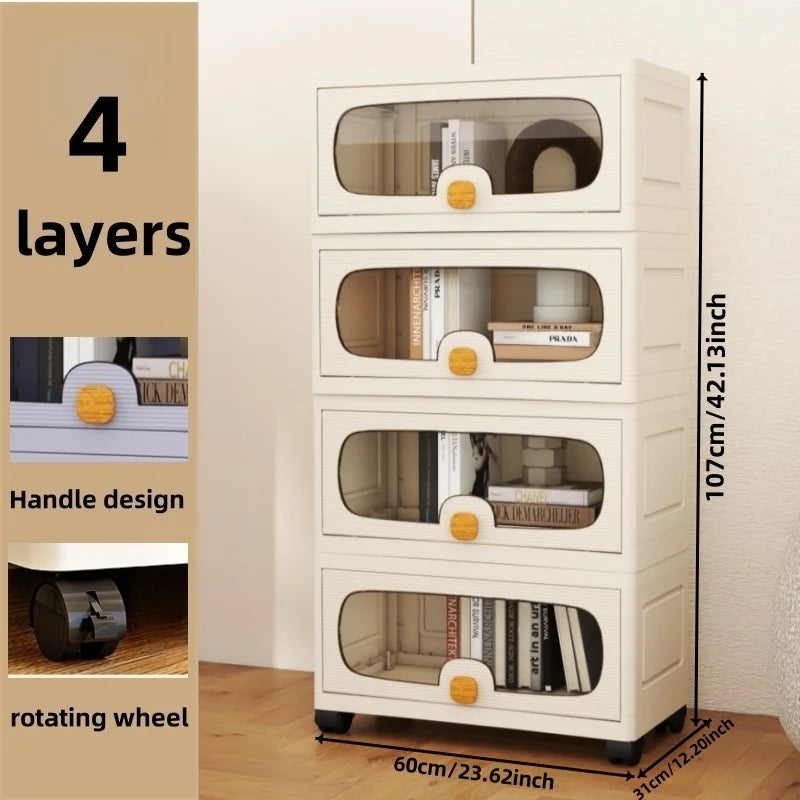60cm Flip-Top Multi-Layer Storage Cabinet with Casters