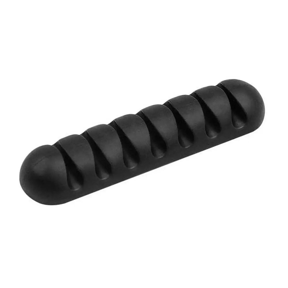 7 Holes USB Cable Organizer Cable Clamp Wire Winder Headphone Earphone Holder Cord Silicone Clip Phone Line Desktop Management Oasis Select black