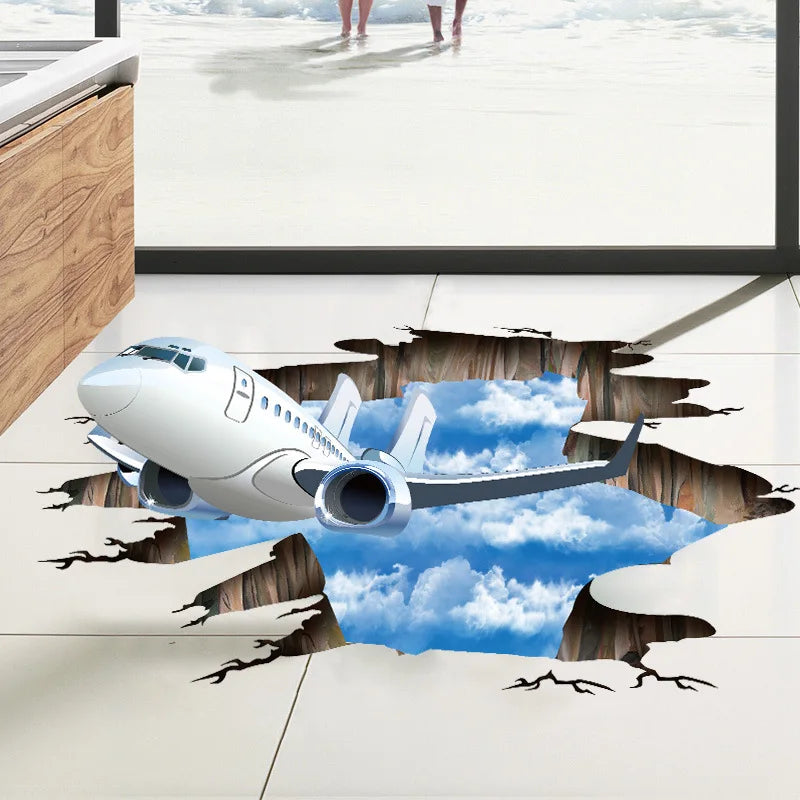 3D three-dimensional wall stickers Airplane stickers Room decoration wall stickers Oasis Select