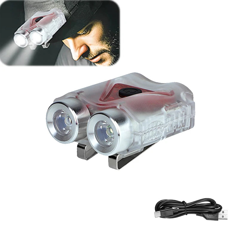 Mini Powerful Handheld Flashlight USB Rechargeable Portable Pen Clip Flashlight Cap Clamp Headlamp Outdoor Camping Fishing Torch Oasis Select 1PC