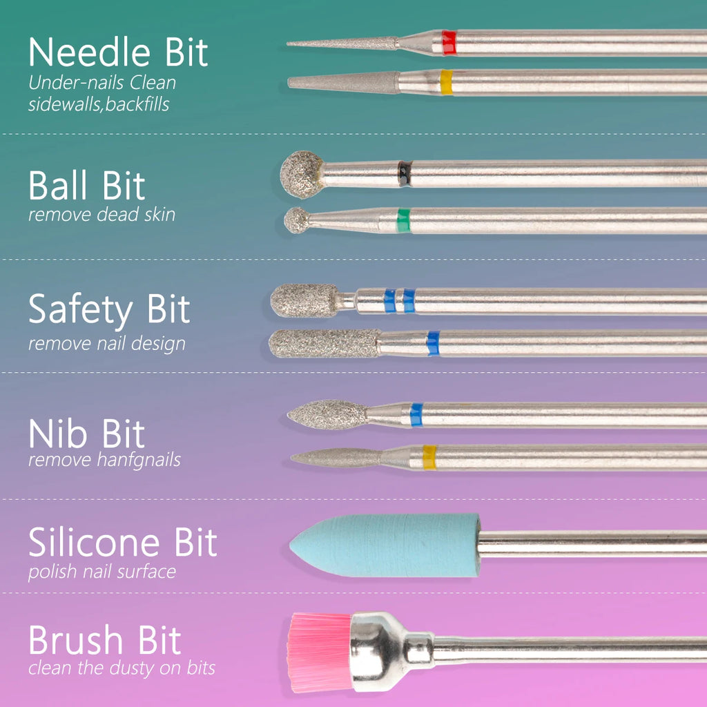 14pcs/set Nail Drill Machine Bit Nail Gel Removal Polishing Tools Pedicure Manicure Rotary Grinding Buffer Polisher Oasis Select