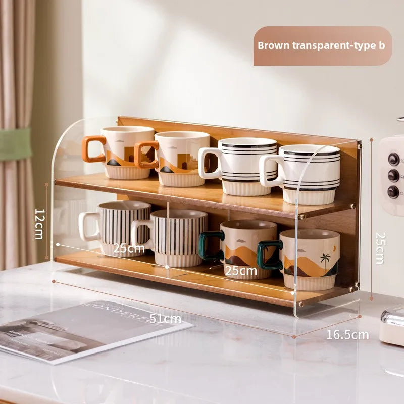 Light luxury cup holder, dining table, water cup rack, coffee cup storage, water bar, desktop mug, tea cup rack. Oasis Select Brown transparent B