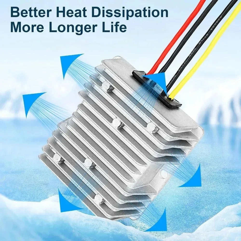 24V 36V 48V Step Down to 12V 20A Converter Buck Regulator Reducer Golf Cart Voltage Converter Waterproof Transformer with Fuse Oasis Select