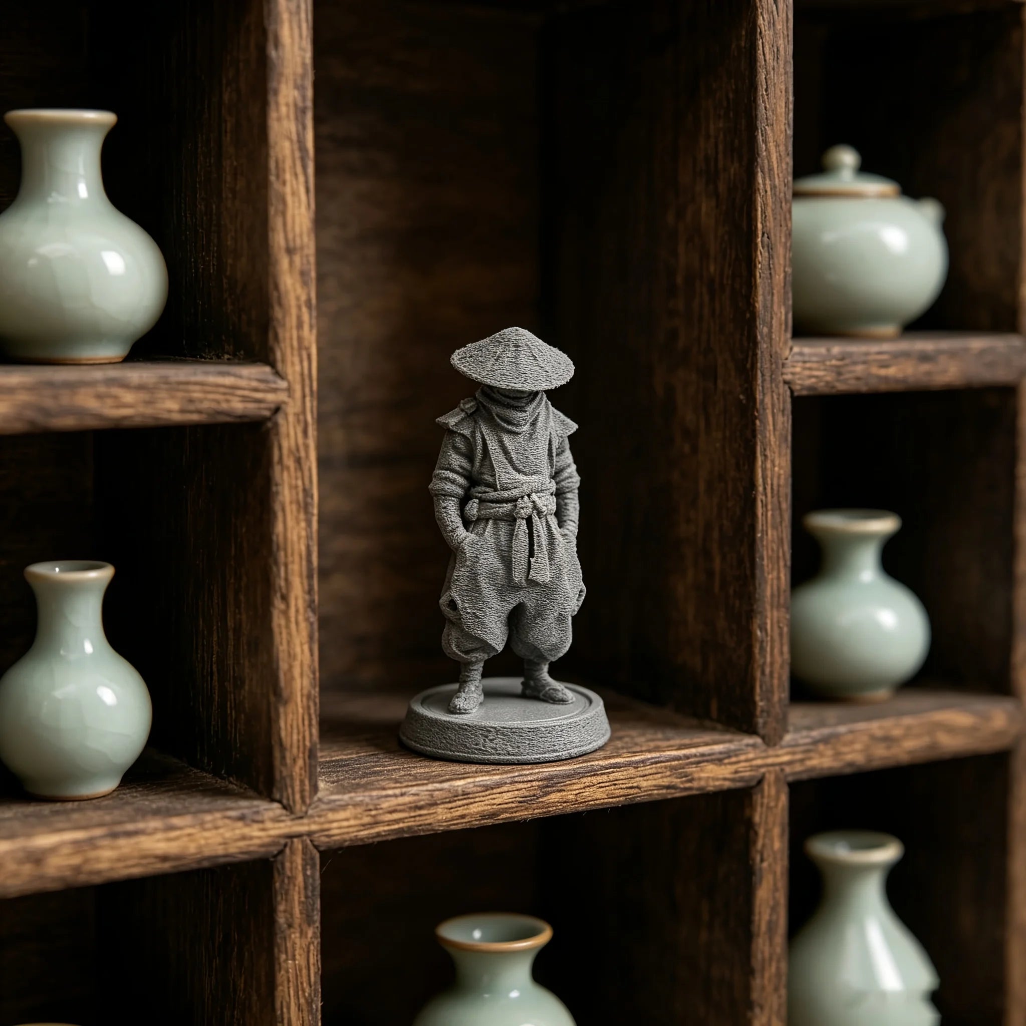 Japanese Samurai Figurine Traditional Retro Samurai Style Statue Zen Warrior Ornaments for Home Office Desk Tea Room Shelf Decor Oasis Select