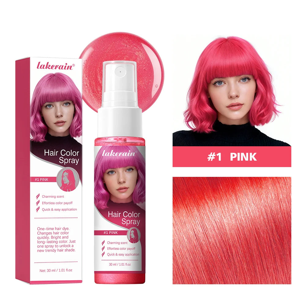 8 Colors Temporary Hair Color Spray One-Time Disposable Hair Dye Washable DIY Hair Styling Liquid Spray for Party Cosplay Hallow Oasis Select 1pink