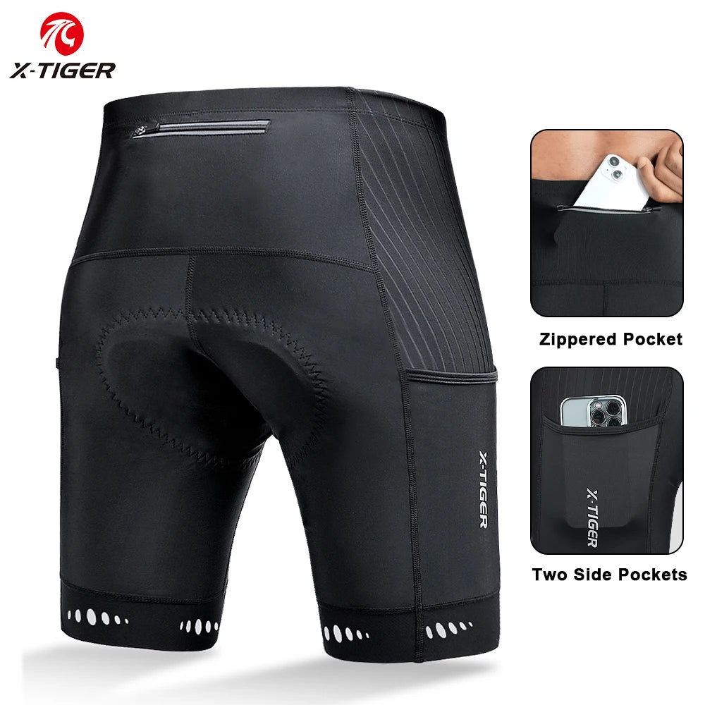 X-TIGER Men Cycling Shorts with Back Pocket 5D Gel Padded Bike Shorts for Men Mountain Road Biking Riding Half Pants Tights Oasis Select