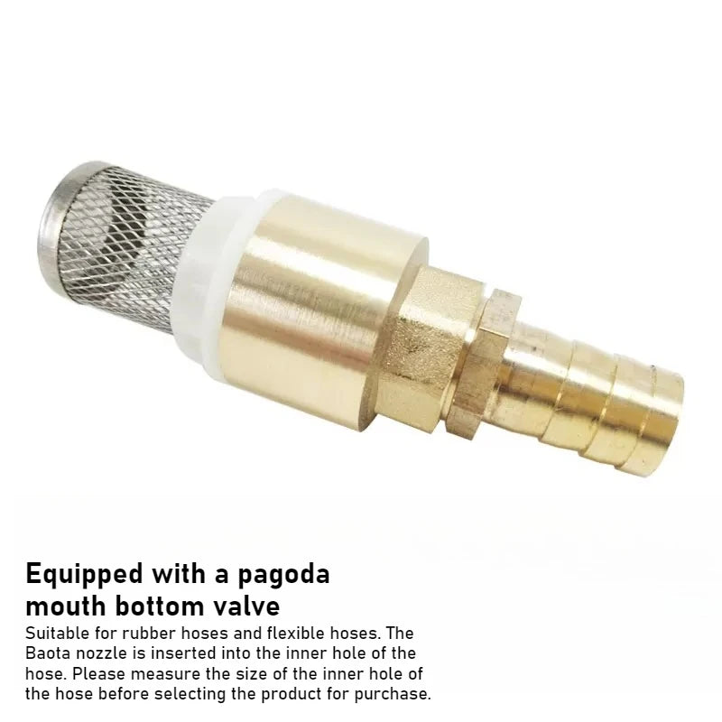 Copper Tower Bottom Valve with Filter Screen Check Valve, Self-priming Pump Inlet Anti Backflow Spring Insertion Pipe Filter Oasis Select