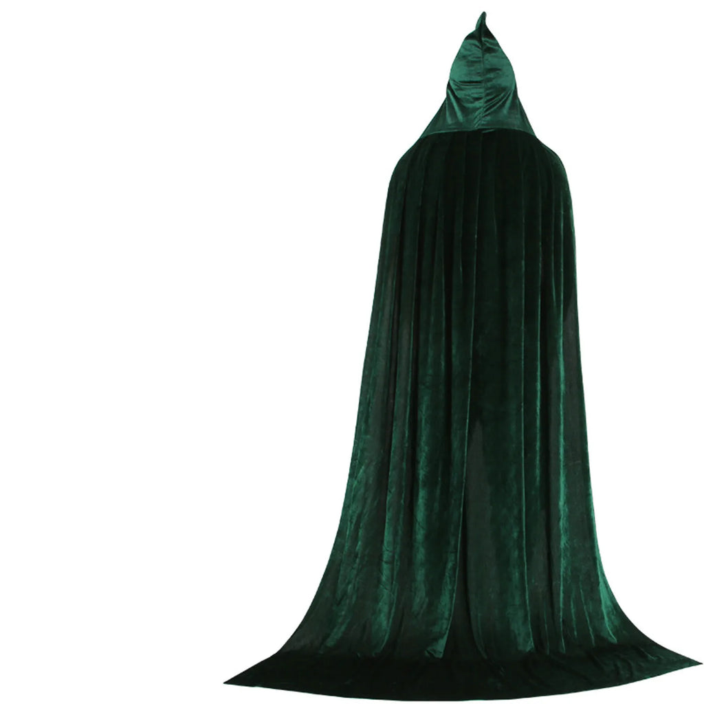 Hood Cloak Cosplay Medieval Long Cape Halloween Party Women Men Adult Long Mage Witchcraft Wicca Robe Conceal Gown Reenactment Oasis Select Green 130