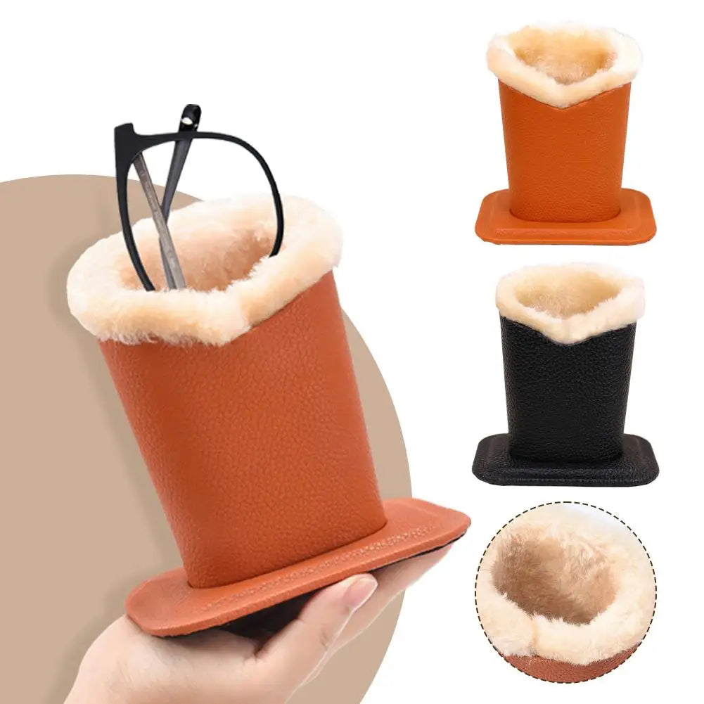 Pack of 1 Plush Lined Glasses Holder Stand Protective Glasses Case for Desks or Nightstands eyeglass case glasses pouch Oasis Select