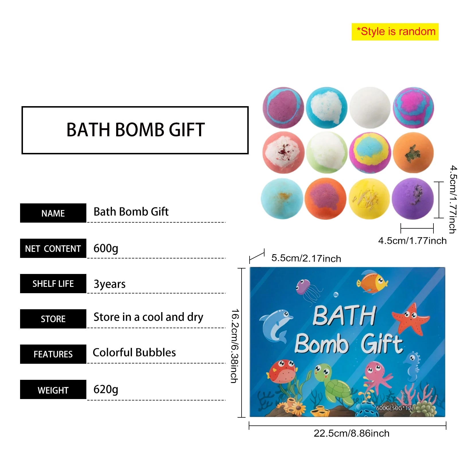 New 2026 Kids Bath Bombs Gift Set 12 PCS Toy Bath Bomb Surprise Ocean Toys Colorful Fizzing Moisturizing Fun Bathing Gift 600g Oasis Select