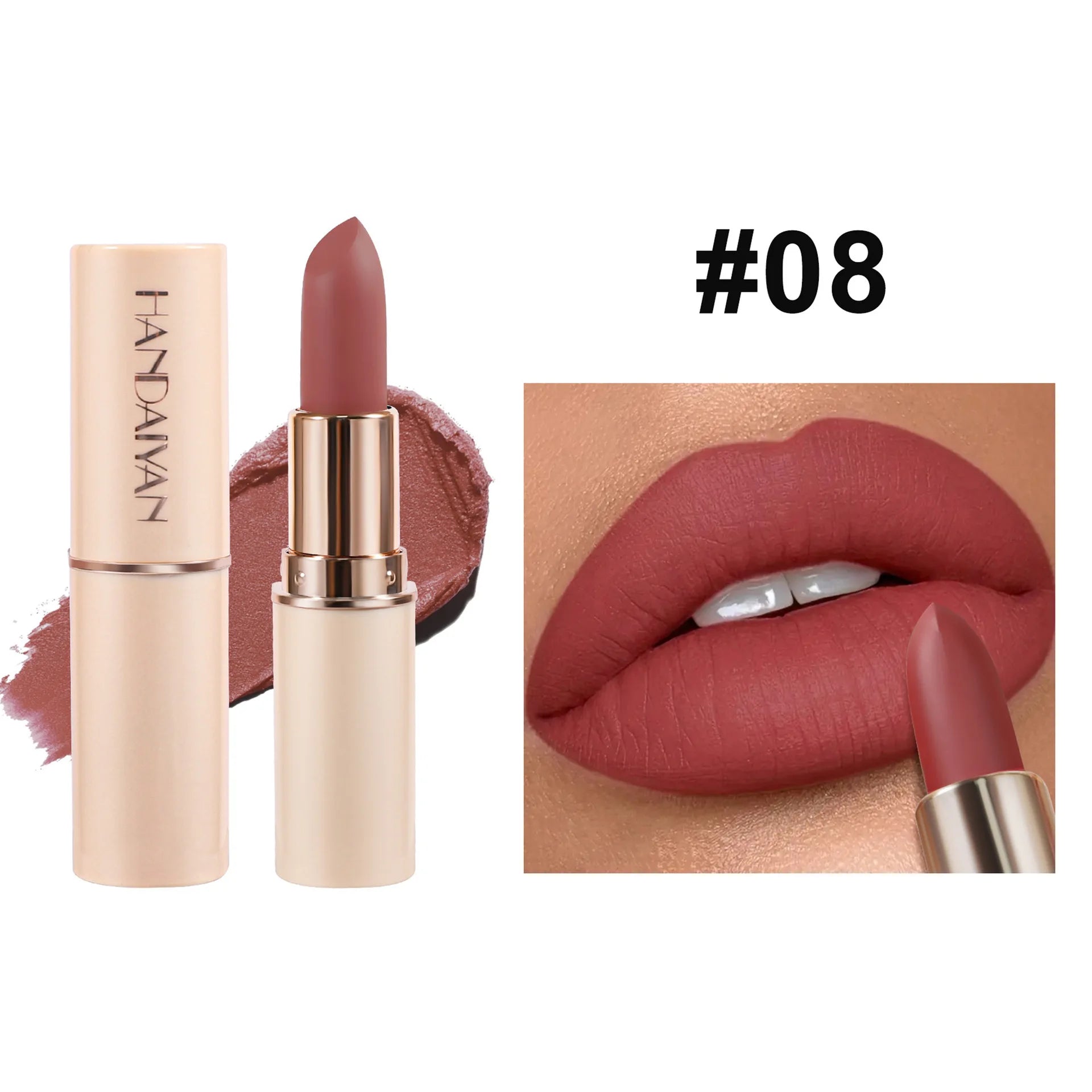 Handaiyan Matte Velvet Lipstick – Waterproof, 8 Colors