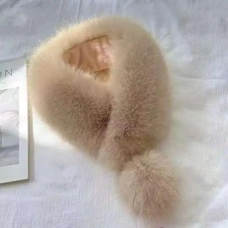 Women's Velvet Faux Fur Collar Scarf – Soft, Warm & Elegant