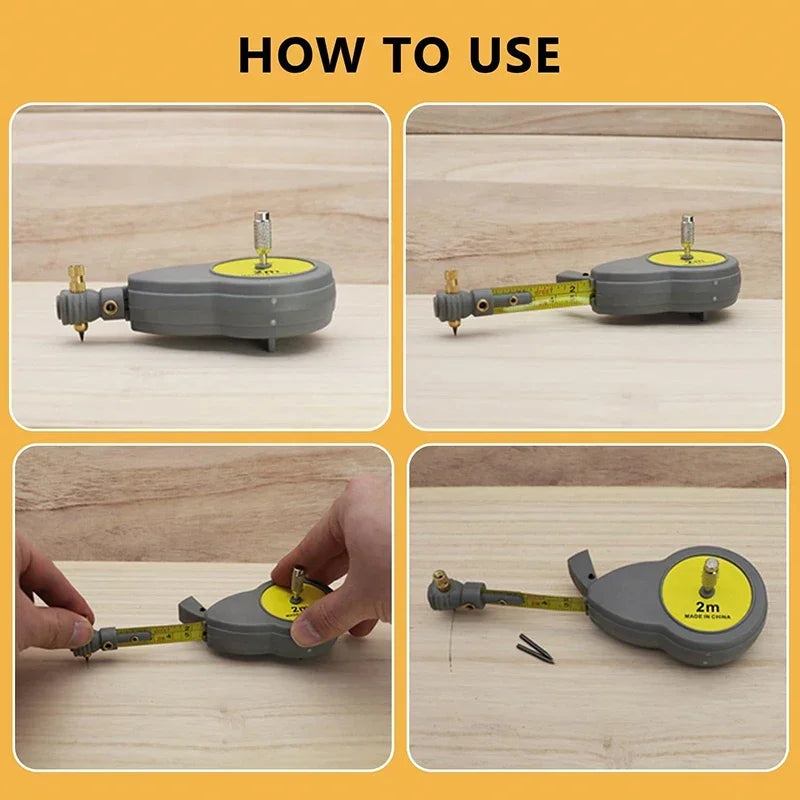 2M Rotape Tape Measure Compass With 10 Pencil Leads Measure Beam Compass For Drawing Circles And Lines Fixable Button Oasis Select