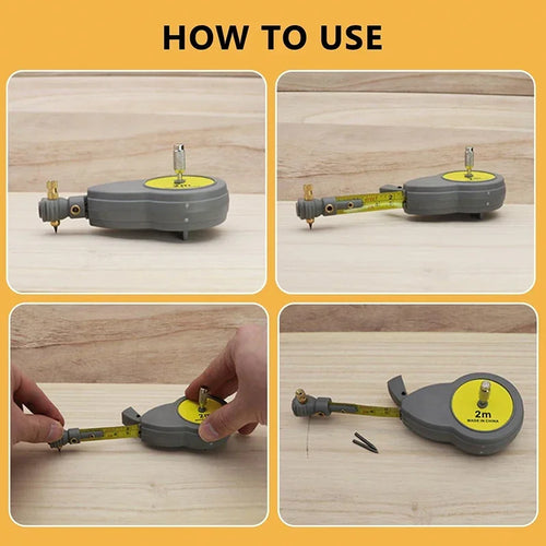 2M Rotape Tape Measure Compass With 10 Pencil Leads Measure Beam Compass For Drawing Circles And Lines Fixable Button Oasis Select