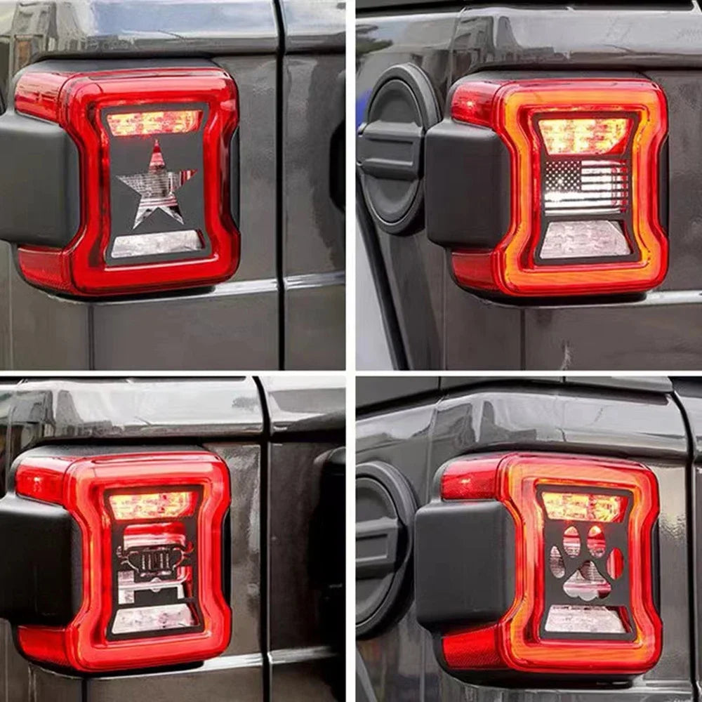1Pair For Jeep Wrangler JL 2018 - 2022 Lamp Hood Rear Light Cover Decoration Brake Car Sticker Rear Taillight Protector Guard Oasis Select