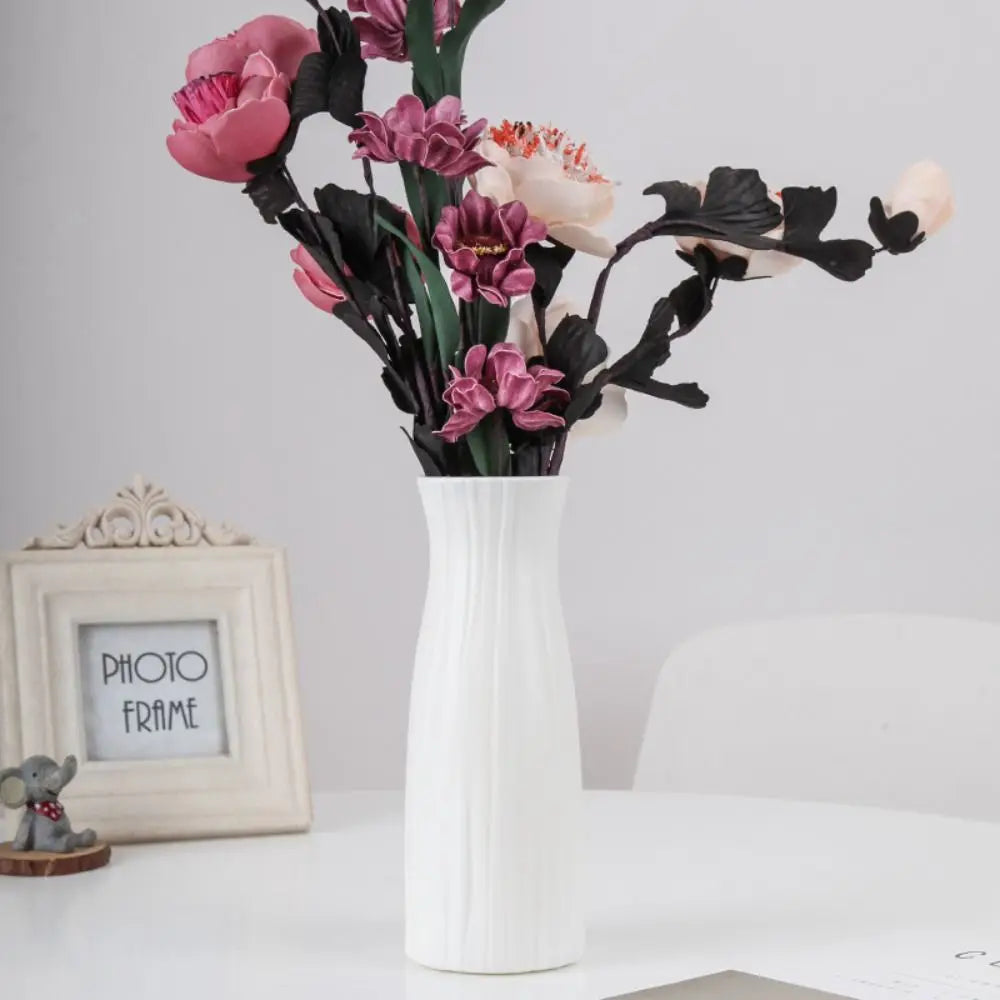 Nordic Plastic Flower Vase | Ceramic-Look Home Décor