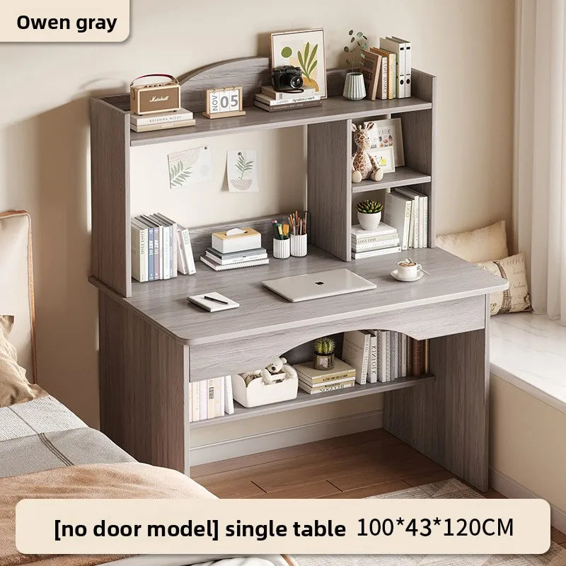 Home Desk Bookcase Integrated Simple Desktop Study Table Bedroom Dresser Locker Computer Desk Oasis Select Grey 100CM