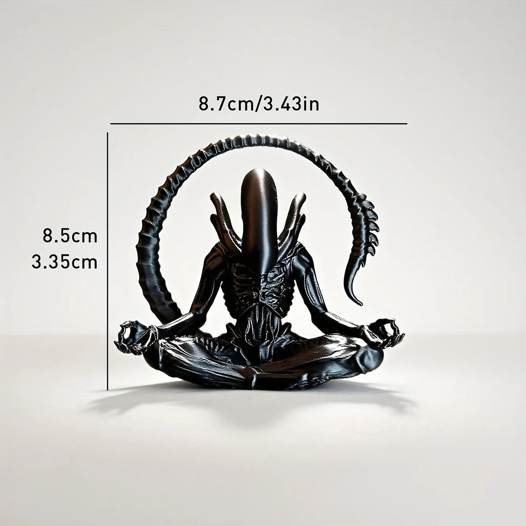 Meditating Alien Figurine 3D Printed Sci-Fi Horror Statue Creative Desktop Ornament Collectible Decor Toy for Home Room Gift Oasis Select
