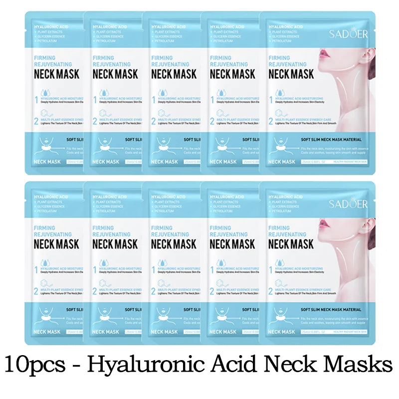 SADOER Hyaluronic Acid Collagen Neck Mask – Firm & Brighten Neck Sheet Mask Oasis Select 10pcs