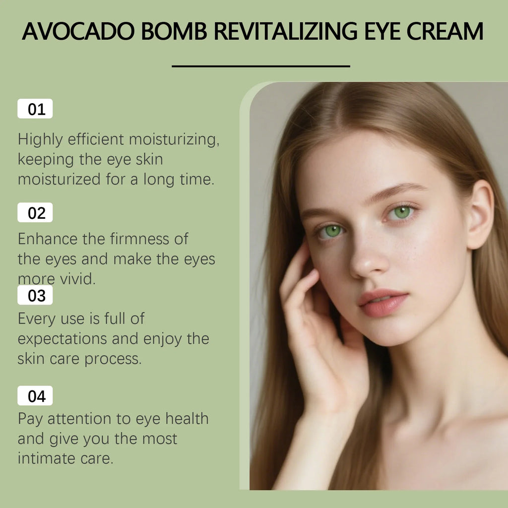 Avocado Eye Cream Fades Fine Lines & Wrinkles Firming Smoothing Eye Area Anti Puffiness Dark Circle Corrector for Youthful Eyes Oasis Select